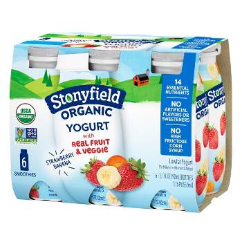 Stonyfield Organic Kids' Strawberry Banana Yogurt Smoothies - 6pk/3.1 fl oz bottles