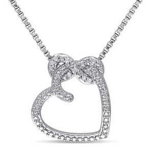 EVERLY JEWELRY | Sterling Silver Diamond Heart Infinity Pendant with Chain - 1 of 4