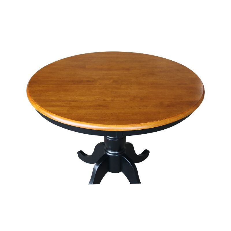 36&#34; Round Top Pedestal Dining Table Black/Red - International Concepts, 5 of 7