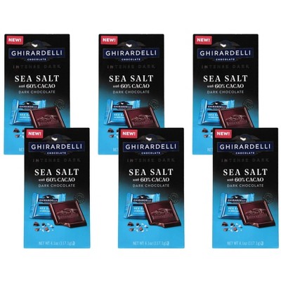 Ghirardelli Sea Salt Dark Chocolate Bar 60% Cacao - 6 bags, 4.1 oz each