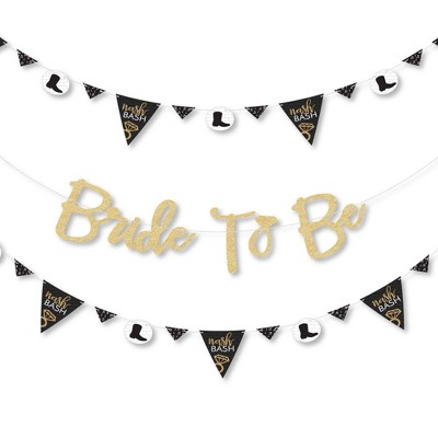 Big Dot of Happiness Nash Bash - Nashville Bachelorette Party Letter Banner Decor - 36 Cutouts & No-Mess Real Gold Glitter Bride to Be Banner Letters