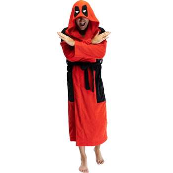 Marvel Deadpool Adult Men's Costume Fleece Robe Bathrobe Red