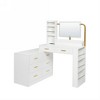 Okak Vanity Desk with Mirror Makeup Vanity with LED,Modern Extendable Side Table Ample Storage Dresser with 8 Drawers for Bedroom, White - 3 of 4