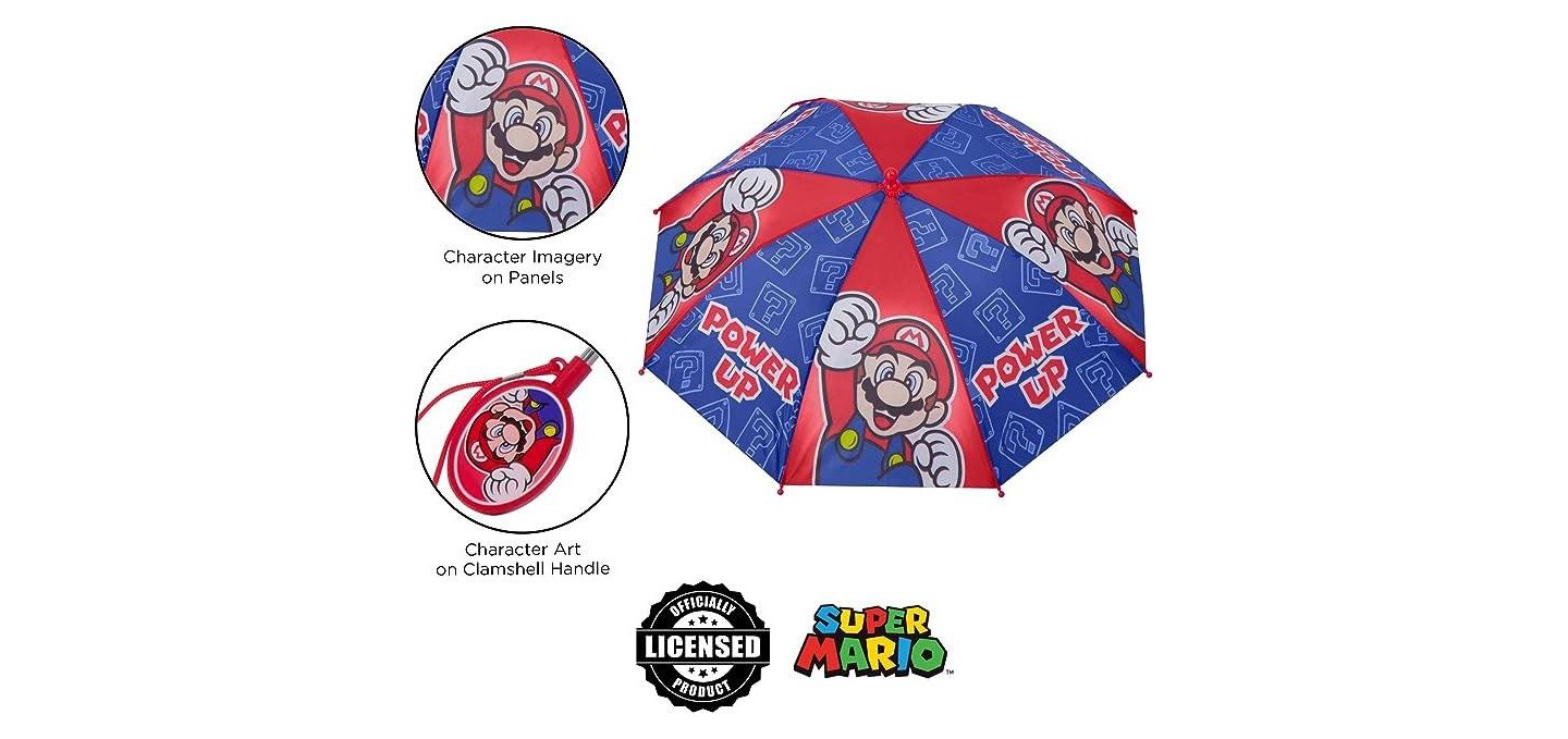 Super Mario Boy's Umbrella and Raincoat Set, Kids Ages 6-7 — фото 5