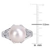 EVERLY JEWELRY |Sterling Silver 0.06 CT TW Diamond 11-12 MM White Freshwater Cultured Pearl Fashion Ring - 4 of 4
