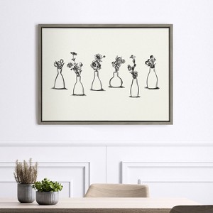 18" x 24" Sylvie Still Life Group of Flowers in Vases Framed Canvas by the Creative Bunch Studio Gray - Kate & Laurel All Things Decor: - 1 of 4