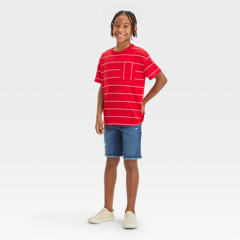 Boys' Short Sleeve Textured Striped T-Shirt - Cat & Jack™, 4 of 5