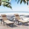ALAULM Patio Chaise Lounge Set 3 Pieces Outdoor Lounge Chair, Rattan Reclining Chair Adjustable Backrest - 2 of 4