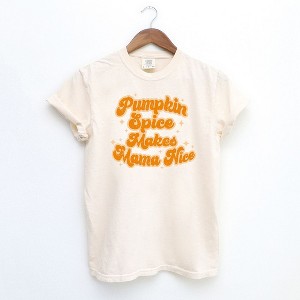 Simply Sage Market Women's Pumpkin Spice Makes Mama Nice Short Sleeve Garment Dyed Tee - 1 of 2