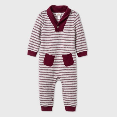 burgundy baby romper