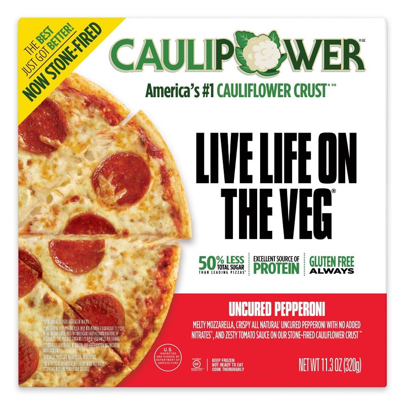 CAULIPOWER Uncured Pepperoni Stone-fired Cauliflower Crust Frozen Pizza - 11.3oz, 1 of 5