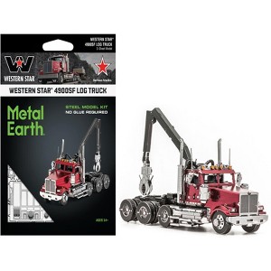 Model Kit Western Star 4900SF Log Truck Red (Challenging Difficulty) Steel Model by Metal Earth - 1 of 4