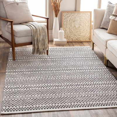 Aarau Cream and Black Hand-Knotted Wool Area Rug