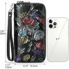 BEAFUP Women's Wallet,Creative Floral PrintLarge Capacity Double Zip Leather Wallet,RFID Blocking and Wristlet,(Random Print) - 3 of 4