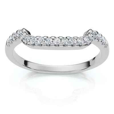 Pompeii3 1/6ct Curved Notched Diamond Wedding Ring 14K White Gold