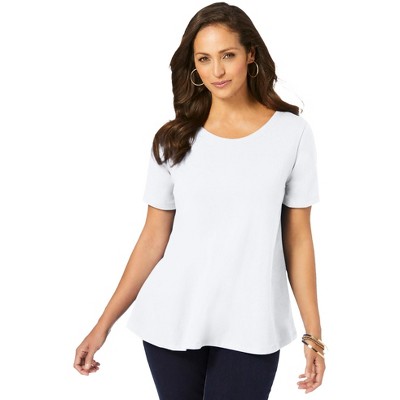 Jessica London Women's Plus Size Stretch Cotton V-neck Trapeze