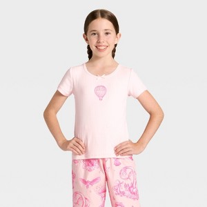 Wicked x Katie Kime Girls' Short Sleeve Round Neck Pointelle Balloon Graphic T-Shirt - Light Pink - 1 of 4
