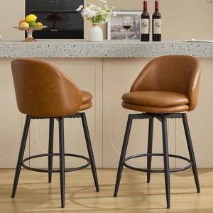 Jojoka Modern Upholstered Bar Stools with Back and Pedals - 1 of 4