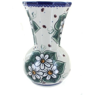 Blue Rose Polish Pottery Ladybug Vase