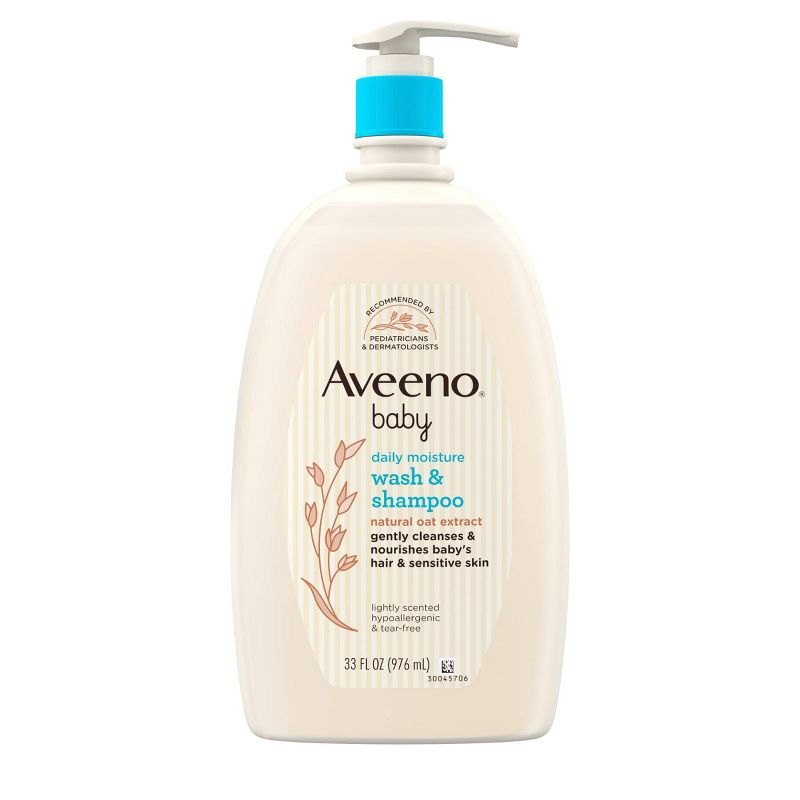 Aveeno Baby Gentle Wash &#38; Shampoo with Natural Oat Extract For Sensitive Hair &#38; Skin - Lightly Scented - 33 fl oz, 1 of 10