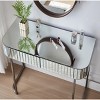 39" Mirrored Makeup Vanity Table with Stainless Steel Base, Mirrored Console Dressing Table with 2 Drawers,Versatile Desk for Bedroom, Silver - 4 of 4