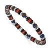 Chisel Stainless Steel 6.50mm Blue Golden, Red Agate and Black Onyx Beaded 7.75" Stretch Bracelet - 2 of 4