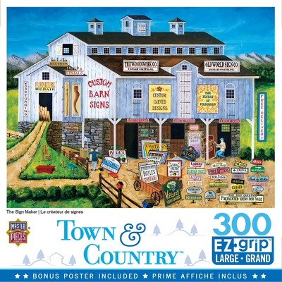 MasterPieces Town & Country Puzzles Collection - The Sign Maker 300 Piece EZ Grip Jigsaw Puzzle