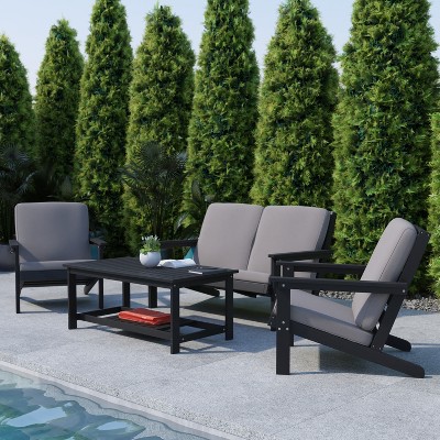 Charlestown Black Poly Resin Two Tiered Coffee Table