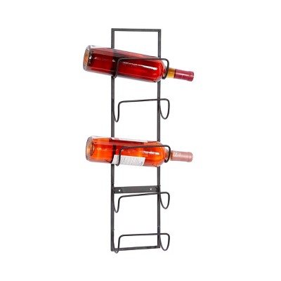 25" x 6" Industrial Metal Rectangle Wine Rack Black - Olivia & May