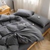Queen Gray Washed Cotton Duvet Cover Set, Soft Breathable - 2 of 4