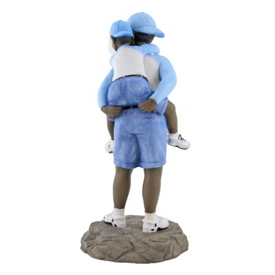 9.5 Inch Blue and White Resin Father and Son Figurine