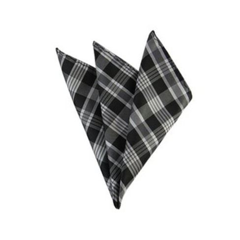 Men's Gray And Black Plaid Woven 10 Inch X 10 Inch Pocket Squares ...