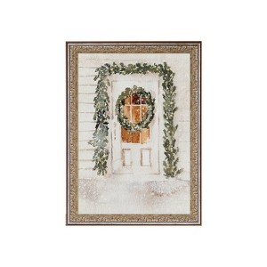 7"x10" Christmas Door with Garland Silver/Gold Frames Wall Canvas - Petal Lane: Vintage Style, Seasonal Decor - 1 of 3