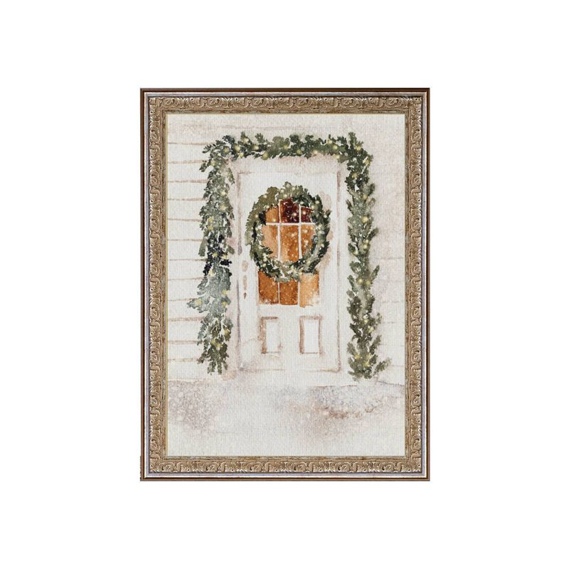 7&#34;x10&#34; Christmas Door with Garland Silver/Gold Frames Wall Canvas - Petal Lane, 1 of 5