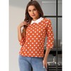Allegra K Women's Polka Dots Contrast Peter Pan Collar 3/4 Sleeves Blouse - 2 of 4