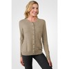 JENNIE LIU Women's 100% Cashmere Button Front Long Sleeve Crewneck Cardigan Sweater - 2 of 4