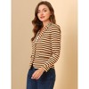 INSPIRE CHIC Women's Notched Collar Long Sleeve Button Front Striped Blazer - 4 of 4