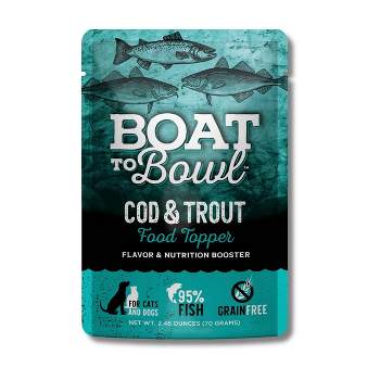 Boat To Bowl Cod and Trout Seafood Fish Flavor Food Topper Wet Cat and Dog Food - 2.46oz