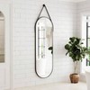 Oval Full Length Mirror (48x16") - Black Aluminum Frame & Leather Strap. For Bathroom, Living Room, Entryway Decor - 3 of 4