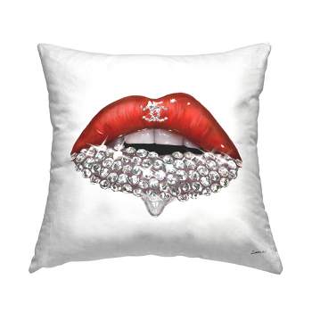 Stupell Industries Chic Red Lip Portrait Women's Fashion Sparkle Printed Pillow, 18 x 18