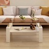 Rectangle Coffee Table, Tempered Glass Tabletop with MDF Layer, Black Iron Leg Modern Table, for Living Room - 3 of 4