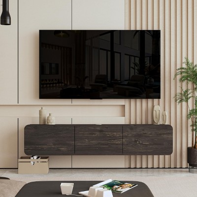Atelier Mobili Oval Floating TV Stand Wall Mounted Floating Entertainment Center Modern Floating Media Console Floating TV Console for up to 80 inch