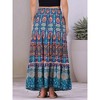 INSPIRE CHIC Women's Boho Floral Smocked High Waist A-Line Maxi Skirts - 4 of 4