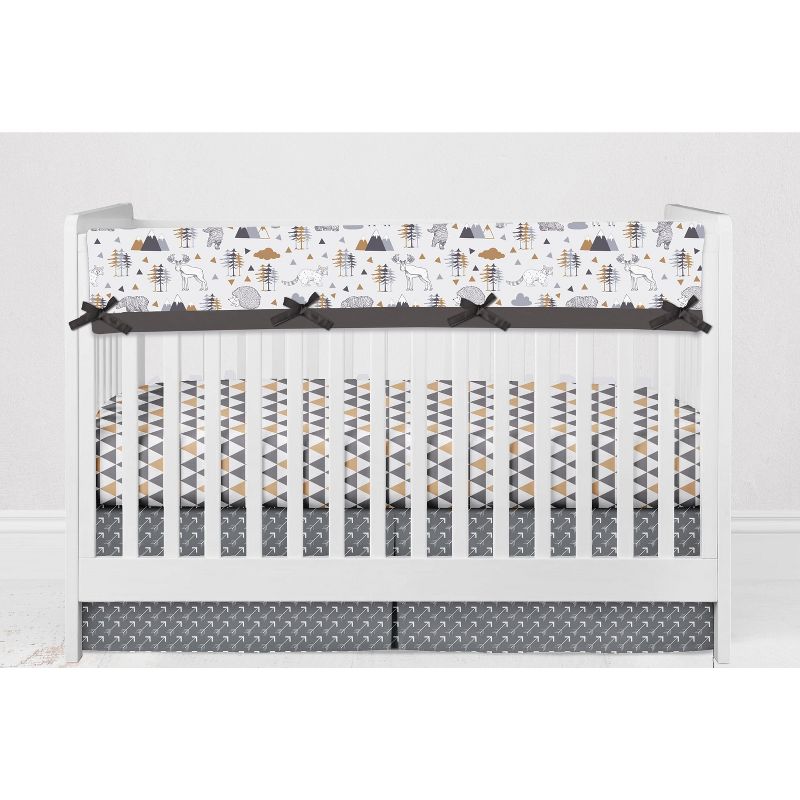 Bacati - Woodlands Forest Animals Beige/Grey 6 pc Boy or Girl Gender Neutral Unisex Baby Crib Bedding Set with Long Rail Guard Cover, 4 of 11
