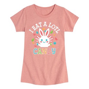 Girls' - Instant Message - I Eat Alotl Candy Fitted Short Sleeve Graphic T-Shirt - 1 of 4