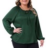 Women's Plus Size Texture Tie Neck Long Sleeve Elastic Cuffs Elegant Dressy Blouse - Agnes Orinda - 2 of 4