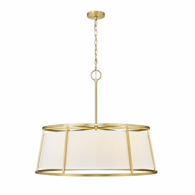 Lenyx Elegant Brushed Nickel and Brass Drum Pendant Light