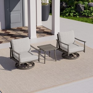 HAPPATIO Patio Bistro Set Outdoor,3 Pieces Patio Aluminum Conversation Set, Swivel Chairs and Side Table for Garden Pool Lawn - 1 of 4