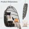 Gulches Gray PE Rattan Egg Swing Chair Foldable Outdoor Hanging Chair with Washable Cushion, Stainless Steel Suspension Kit, 270lbs Capacity - 3 of 4