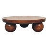 Solid Mango Wood Round Coffee Table with Ball Feet Design, Open Storage and Durable Construction - 2 of 4
